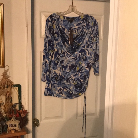 Dana Buchman Clmatis blue scoop neck with pull tie up side. Brand New Large - Picture 3 of 11